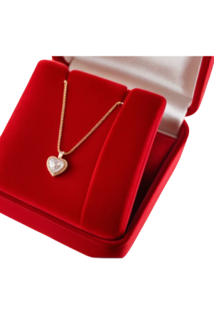 Colar de corrente veneziana com pingente de coração em estojo de veludo vermelho — LSM Acessórios